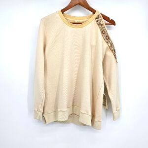 Aratta Juliette Off The Shoulder Embellished Cream Sweatshirt Womens Small